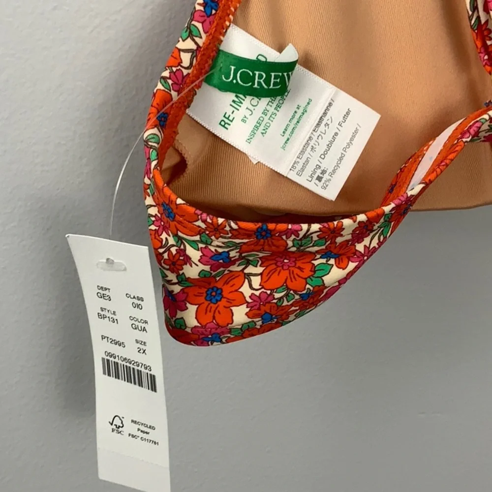 NEW J.Crew French Bikini Top Brilliant‎ Blooms Size 2X